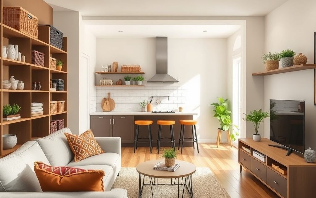 Aneks kuchenny w salonie: praktyczne sposoby na ergonomiczne przechowywanie i organizację przestrzeni