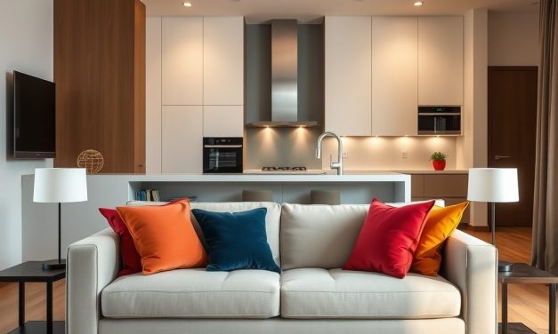 Sofa tyłem do kuchni jako praktyczny sposób na wyraźny podział stref w otwartym wnętrzu