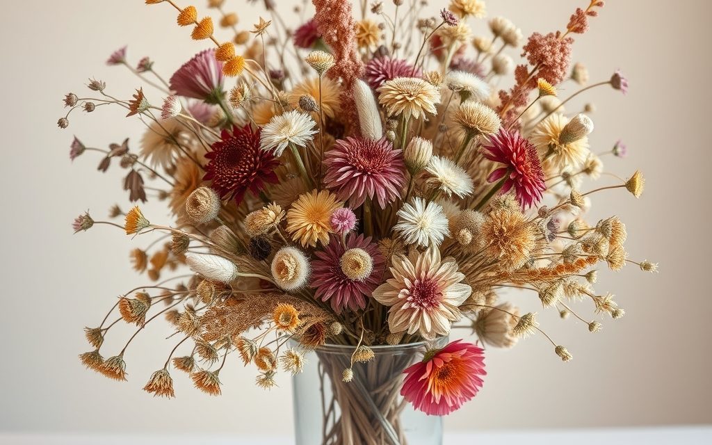 Kompozycje z suszonych kwiatów w wazonie: jak stworzyć trwałą i efektowną dekorację wnętrza