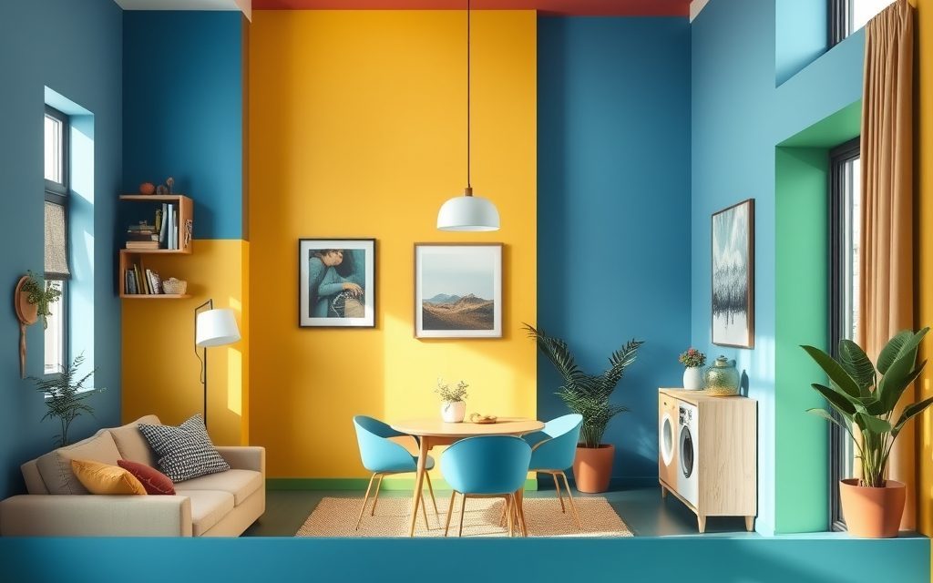 Różne kolory ścian do wydzielania stref: jak dobrać barwy, by podział był funkcjonalny i trwały przez lata