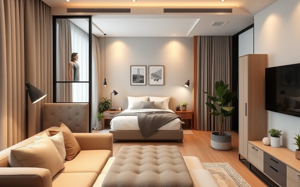 Pokój dzienny z sypialnią: jak strefować przestrzeń dla komfortu i funkcjonalności na lata