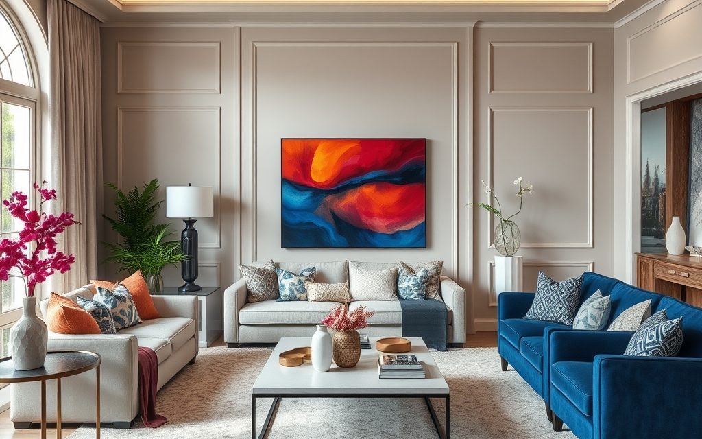 Akcent kolorystyczny w salonie: jak stworzyć wyrazisty punkt centralny i zachować harmonię wnętrza