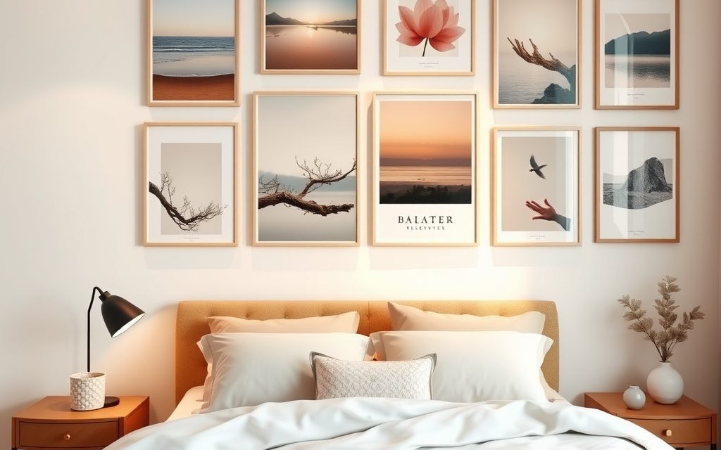 Galeria plakatów w sypialni: jak skomponować spójną dekorację tworzącą atmosferę relaksu i stylu