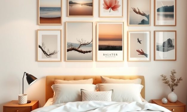Galeria plakatów w sypialni: jak skomponować spójną dekorację tworzącą atmosferę relaksu i stylu
