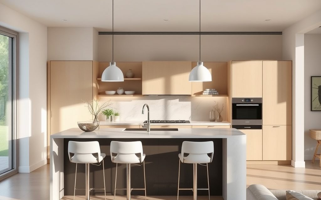 Wyspa kuchenna z hokerami jako funkcjonalny podział stref w otwartej przestrzeni – jak zadbać o wygodę i estetykę