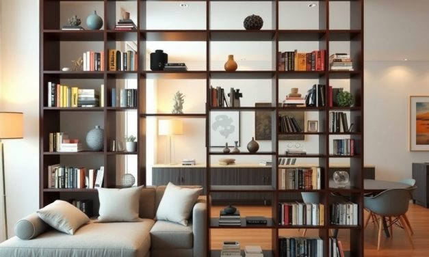 Biblioteczka w salonie jako praktyczny mebel do wydzielania i organizacji stref funkcjonalnych